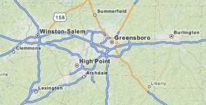 Guilford and Alamance Counties Map